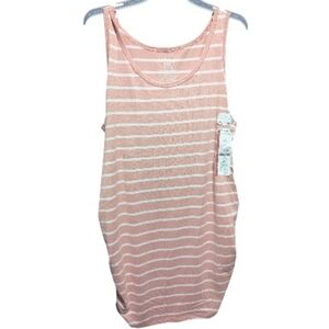 Time And Tru women's sleeveless maternity tank top pink striped M (8-10) W-298